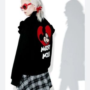 Lazy Oaf x Disney Mickey Mouse Quilted Ruffle Bomber Jacket Medium